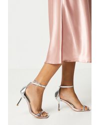 Dorothy Perkins - Shantal Metallic Square Toe Barely-there Strappy High Heeled Sandals - Lyst