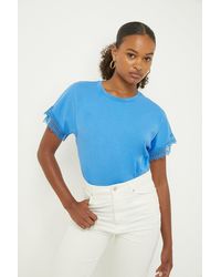 Dorothy Perkins - Tall Lace Trim Sleeve T-shirt - Lyst