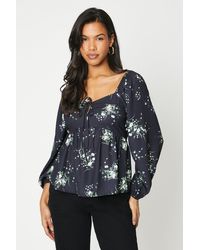 Dorothy Perkins - Floral Tie Neck Long Sleeve Blouse - Lyst