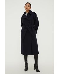 Dorothy Perkins - Petite Belted Wool Trench Coat - Lyst