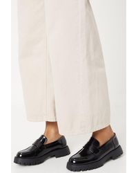 Dorothy Perkins - Faith: Nicole Stitched Chunky Apron Front Penny Loafers - Lyst