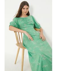 Dorothy Perkins - Floral Print Shirred Cuff Midi Dress - Lyst