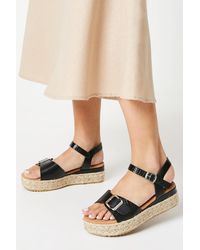 Dorothy Perkins - Good For The Sole: Marta Comfort Buckle Detail Mix Material Flatform - Lyst