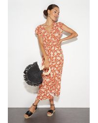 Dorothy Perkins - Petite Floral Ruffle Sleeve Button Midi Dress - Lyst