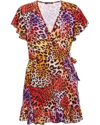 quiz leopard print dress red