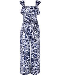Dorothy Perkins Navy Leopard Print Jumpsuit - Blue