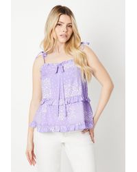 Dorothy Perkins - Patchwork Tie Front Ruffle Tiered Top - Lyst
