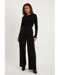 Dorothy Perkins - Petite Button Tailored Wide Leg Trouser - Lyst