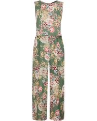 Dorothy Perkins Sage Green Overlay Floral Print Jumpsuit