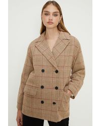 Dorothy Perkins - Checked Double Breasted Coat - Lyst
