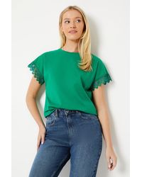 Dorothy Perkins - Lace Trim Detail T-shirt - Lyst