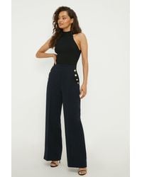 Dorothy Perkins - Petite Button Tailored Wide Leg Trouser - Lyst