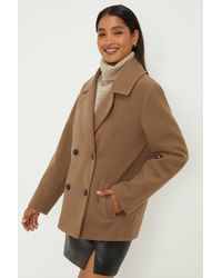 Dorothy Perkins - Contrast Button Peacoat - Lyst