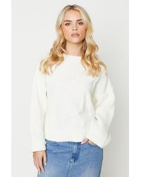 Dorothy Perkins - Petite Wide Sleeve Cable Fluffy Knit Jumper - Lyst