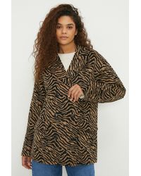 Dorothy Perkins - Tall Animal Print Double Breasted Coat - Lyst
