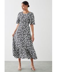 Dorothy Perkins - Floral Print Flutter Sleeve Midi Dress - Lyst