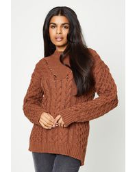 Dorothy Perkins - Petite Cable Detail Crew Neck Jumper - Lyst