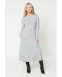 Dorothy Perkins - Petite Brushed High Neck Fit And Flare Midi Dress - Lyst