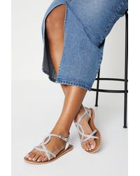 Dorothy Perkins - Wide Fit Leather Jessie Plaited Flat Sandals - Lyst