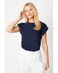 Dorothy Perkins - Button Shoulder Detail T-shirt - Lyst