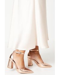 Dorothy Perkins - Blanche Ankle Strap Pointed High Block Heel Court Shoes - Lyst