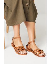 Dorothy Perkins - Wide Fit Leather Jaleesa Woven Flat Sandals - Lyst