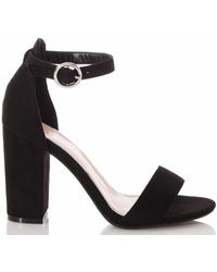 quiz silver glitter block heel sandals