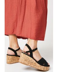 Dorothy Perkins - Good For The Sole: Andreia Woven Cross Strap Medium Cork Wedge Sandals - Lyst