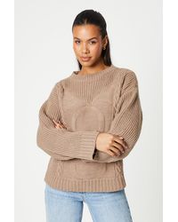 Dorothy Perkins - Tall Wide Sleeve Cable Fluffy Knit Jumper - Lyst