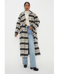 Dorothy Perkins - Checked Double Breasted Coat - Lyst