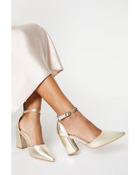 Dorothy Perkins - Blanche Ankle Strap Pointed High Block Heel Court Shoes - Lyst
