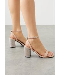 Dorothy Perkins - Wide Fit Glossy Sparkly Block Heel Sandals - Lyst