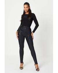Dorothy Perkins - Tall Faux Leather Seam Detail Legging - Lyst