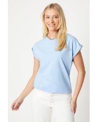 Dorothy Perkins - Cotton Roll Sleeve T-shirt - Lyst