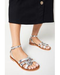 Dorothy Perkins - Extra Wide Fit Leather Jaleesa Woven Flat Sandals - Lyst