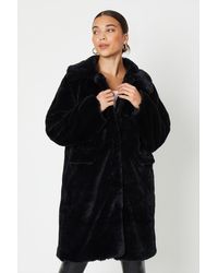 Dorothy Perkins - Petite Faux Fur Longline Collar Coat - Lyst
