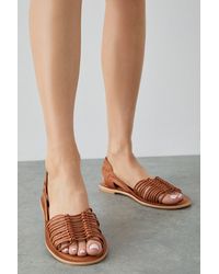 Dorothy Perkins - Wide Fit Joyce Leather Knotted Flat Sandals - Lyst
