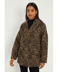 Dorothy Perkins - Animal Print Double Breasted Coat - Lyst