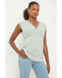 Dorothy Perkins - Tall Lace Trim Sleeveless Blouse - Lyst