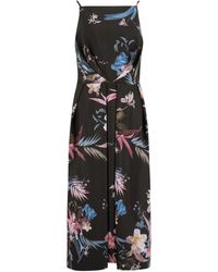 little mistress foil print mini dress with pleated skirt in black multi