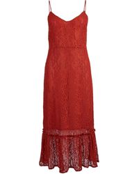 vila contrast lace midi dress