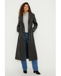 Dorothy Perkins - Tall Faux Leather Longline Fitted Coat - Lyst