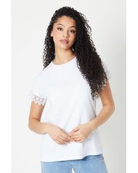 Dorothy Perkins - Tall Lace Trim Detail T-shirt - Lyst