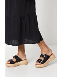 Dorothy Perkins - Good For The Sole: Annabelle Double Buckle Wood Effect Wedge Sandals - Lyst