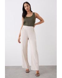 Dorothy Perkins - Pull On Linen Look Wide Leg Trousers - Lyst