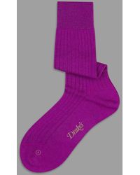 Drake's Magenta Wool Mid-calf Socks - Purple