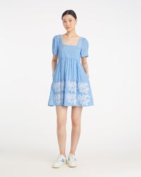 Draper James - Dottie Babydoll Dress With Floral Embroidery - Lyst