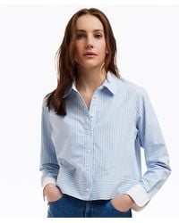 Draper James - Long Sleeve Cropped Button Down In Oxford Shirting - Lyst