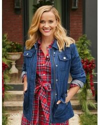 Draper James - Field Jacket In Dark Wash Denim - Lyst