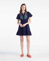 Draper James - Wilson Mini Dress With Floral Embroidery - Lyst